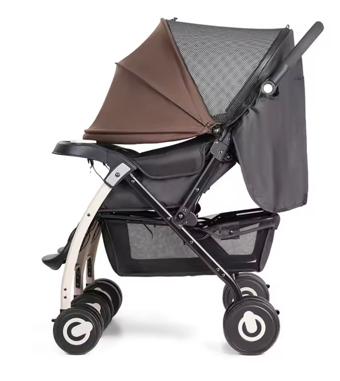 poussette double avec pare soleil et espace de rangement