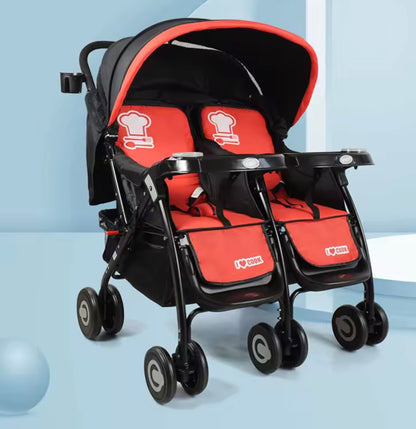 poussette double rouge