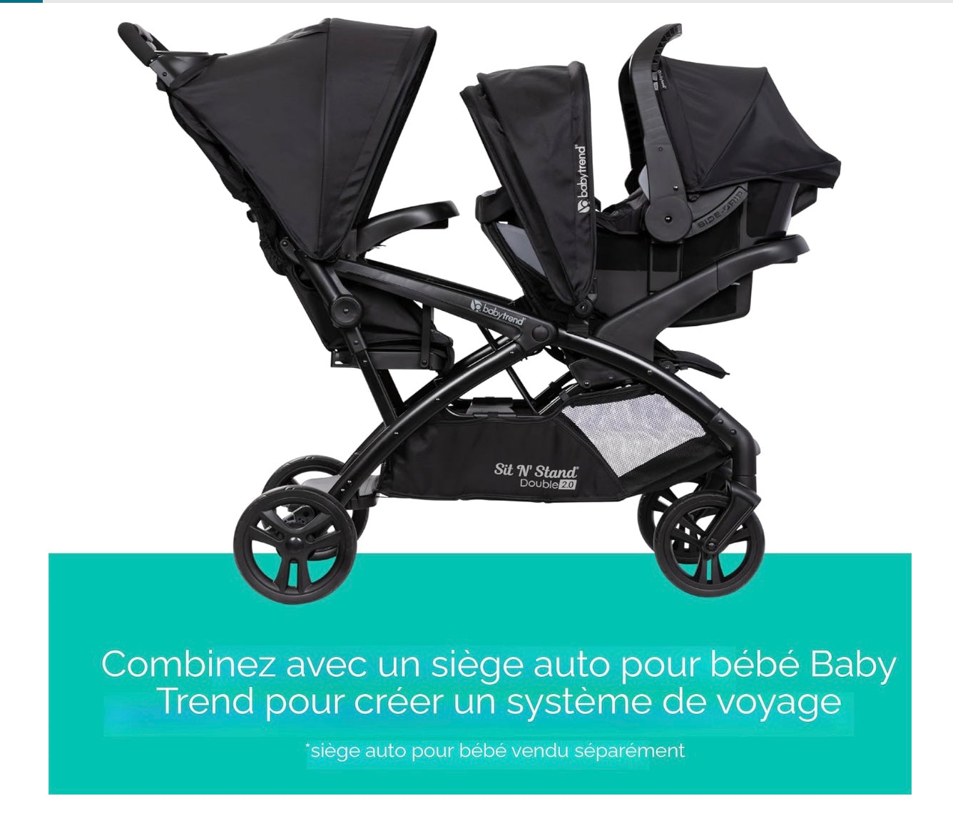 poussette double système de voyage