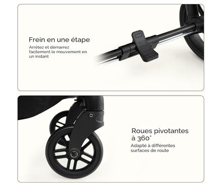 poussette frein en une étape