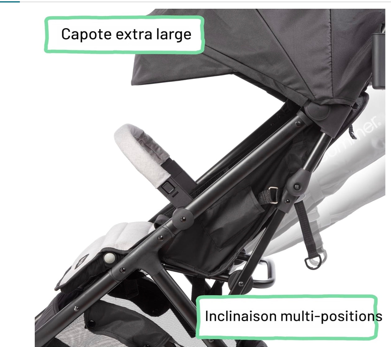 poussette avec une inclinaison multi-positions