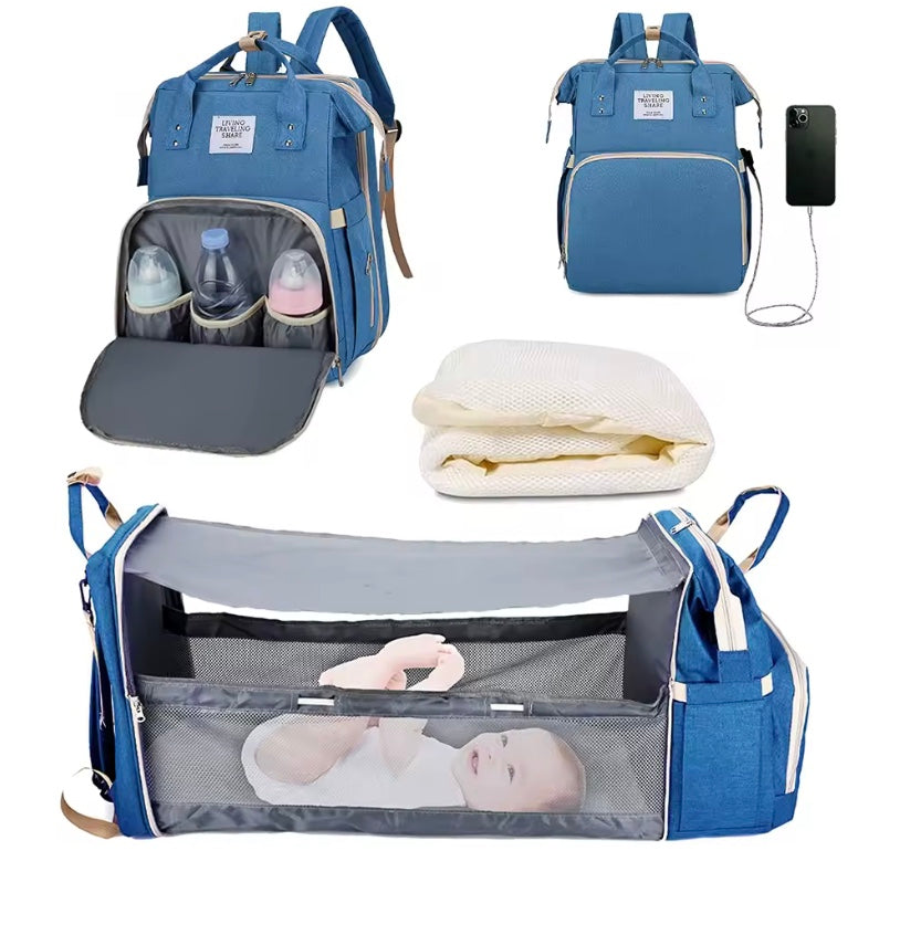 sac à dos à langer bleu