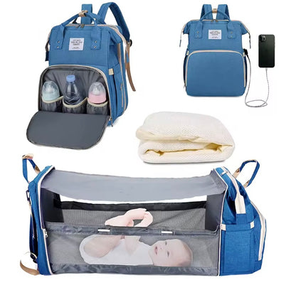 sac à dos à langer bleu