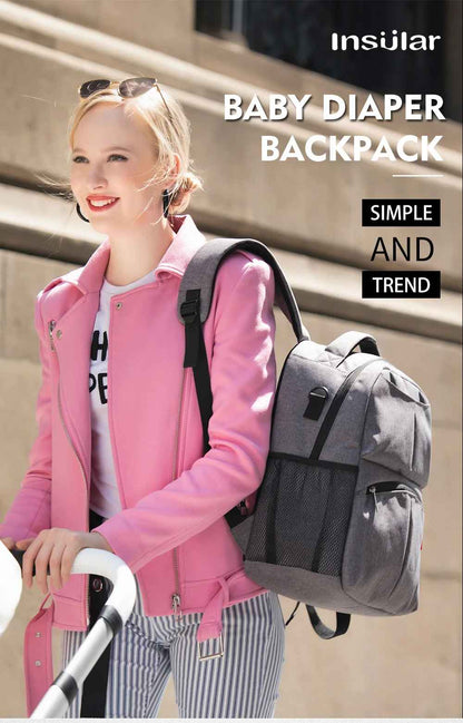 sac à dos à langer gris très pratique