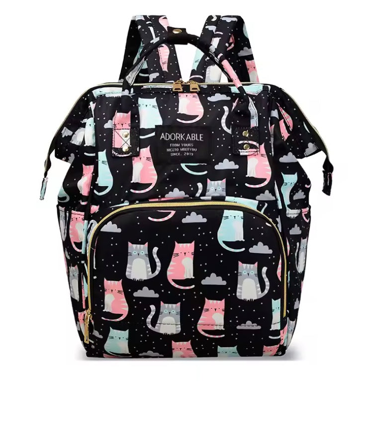 sac à dos à langer noir chaton