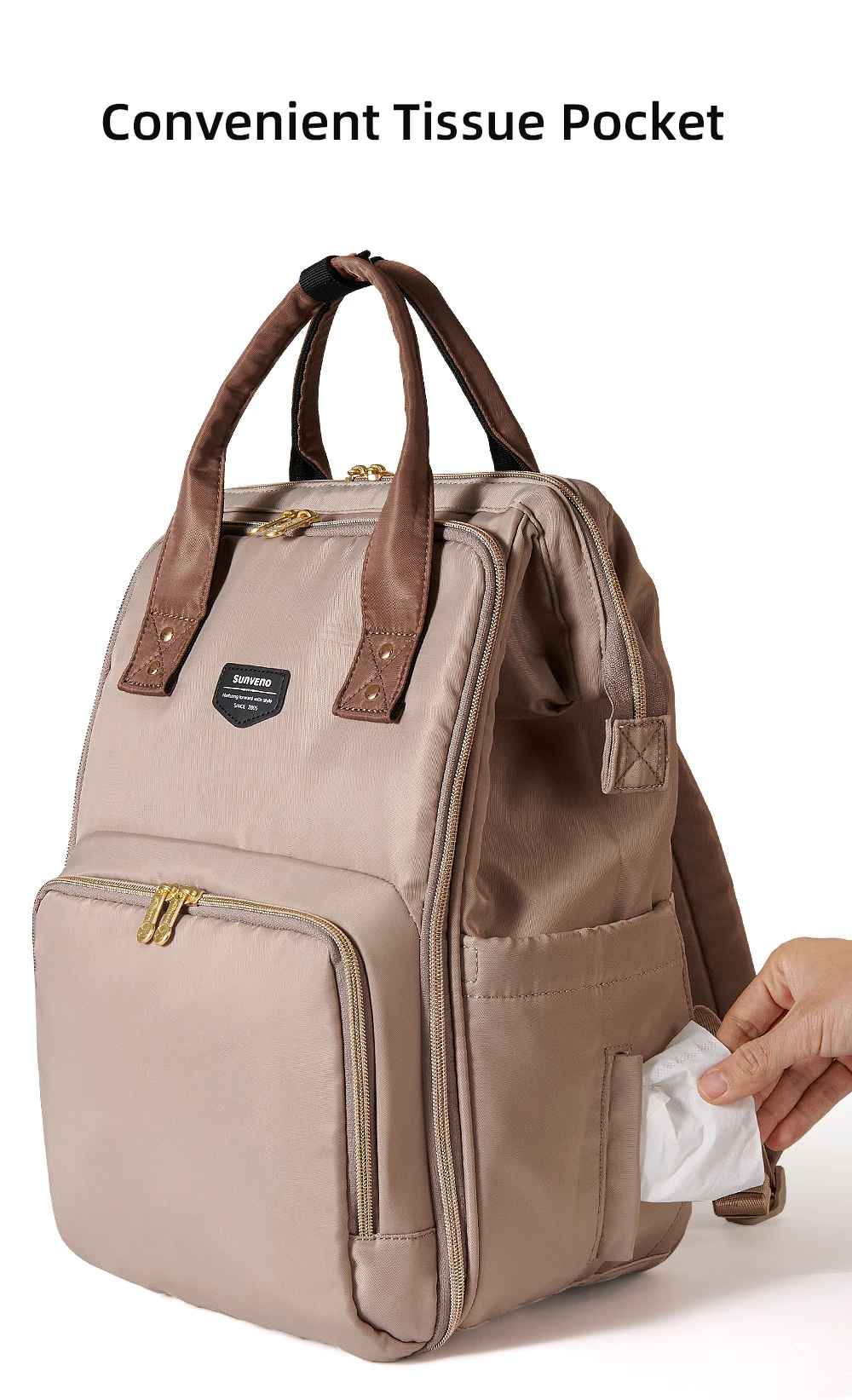 sac à dos à langer poche moucheoir