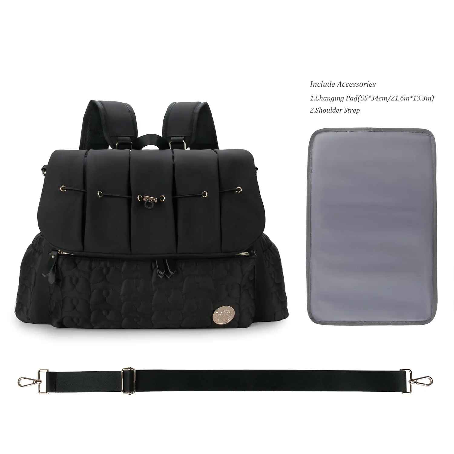 sac à langer noir très spacieux