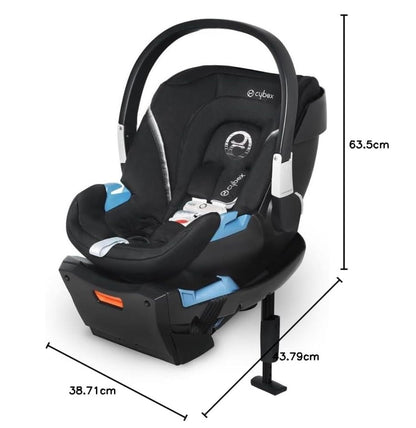 siège auto de couleur noir et les dimensions